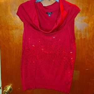 Apt. 9 Red sequined sleeveless cowl neck sweater Size XL